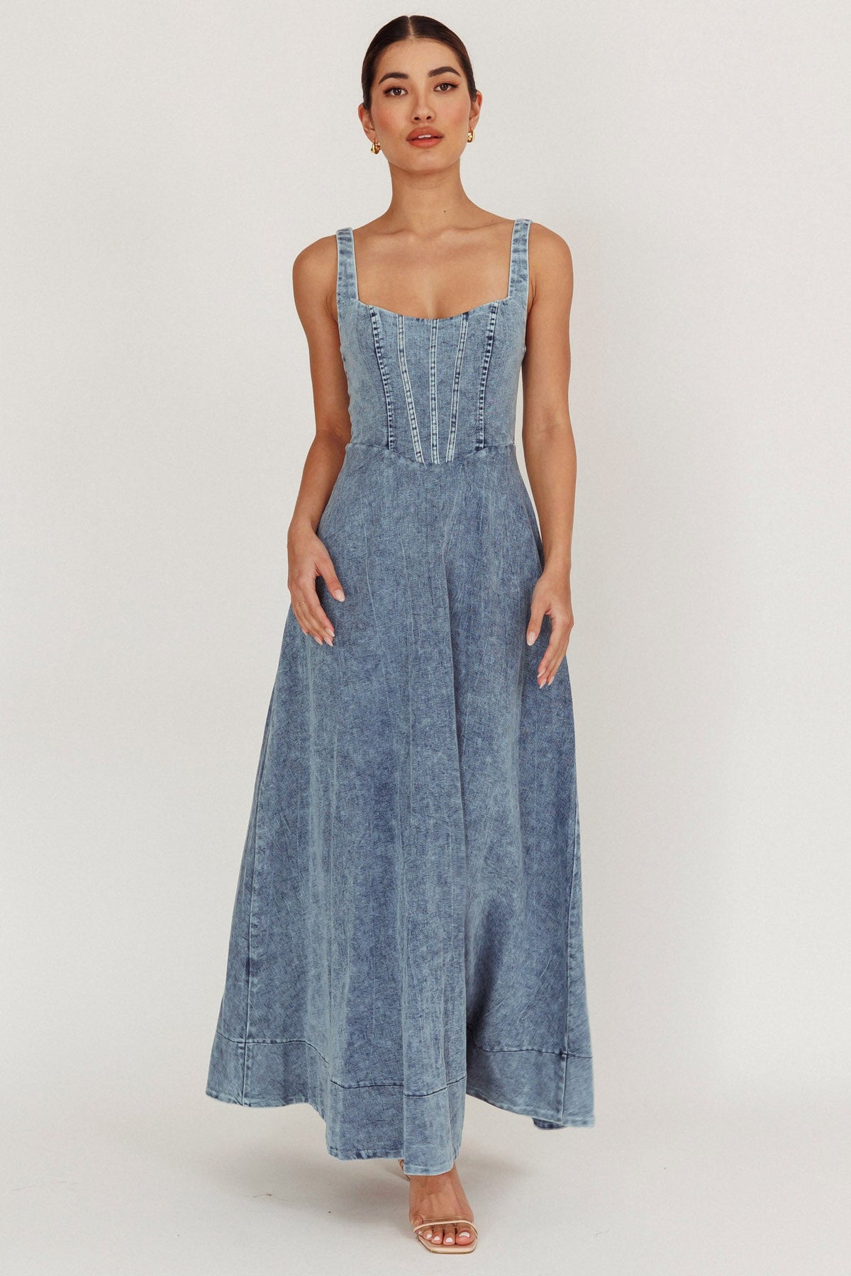 Talissa A-Line Maxi Denim Dress Blue Main image