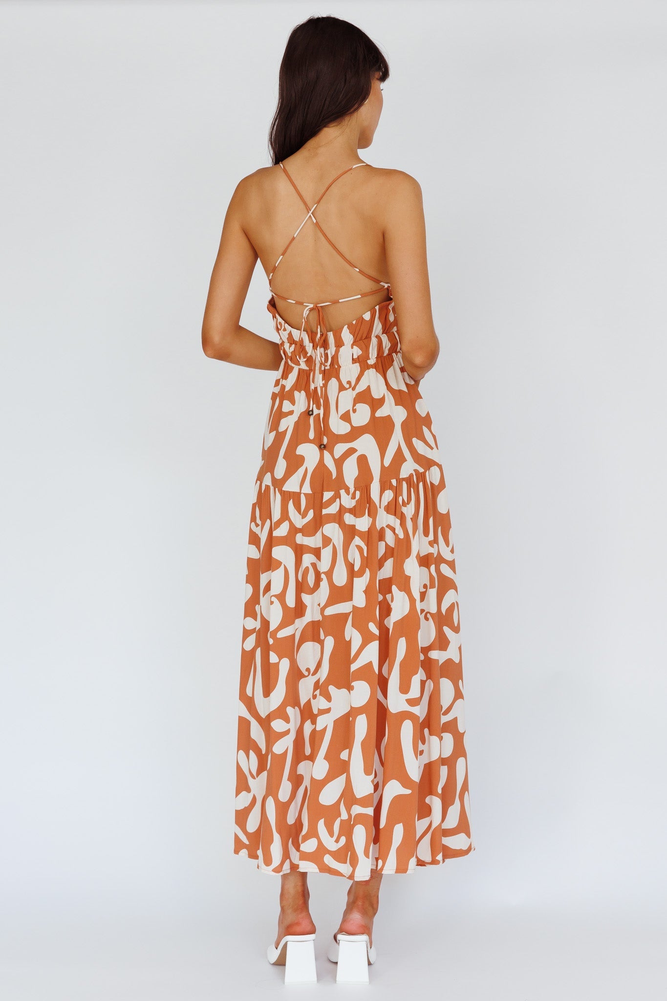 Tiffi Cami Strap Midi Dress Floral Brown Secondary image