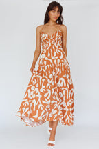 Tiffi Cami Strap Midi Dress Floral Brown