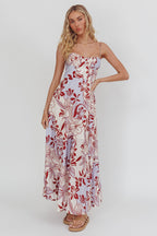 Echoes Tied Back A-Line Midi Dress Floral Lilac