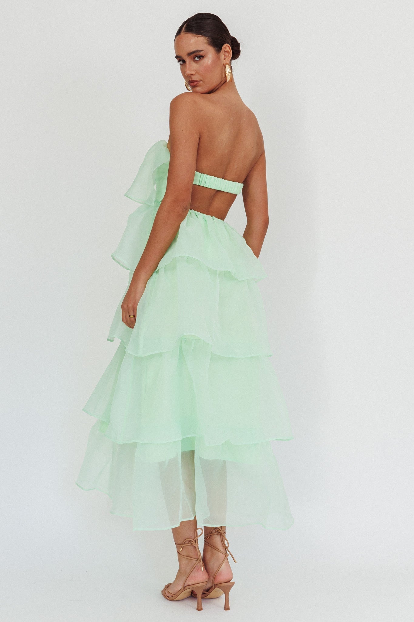 Behati Tiered Layer Midi Dress Mint Secondary image