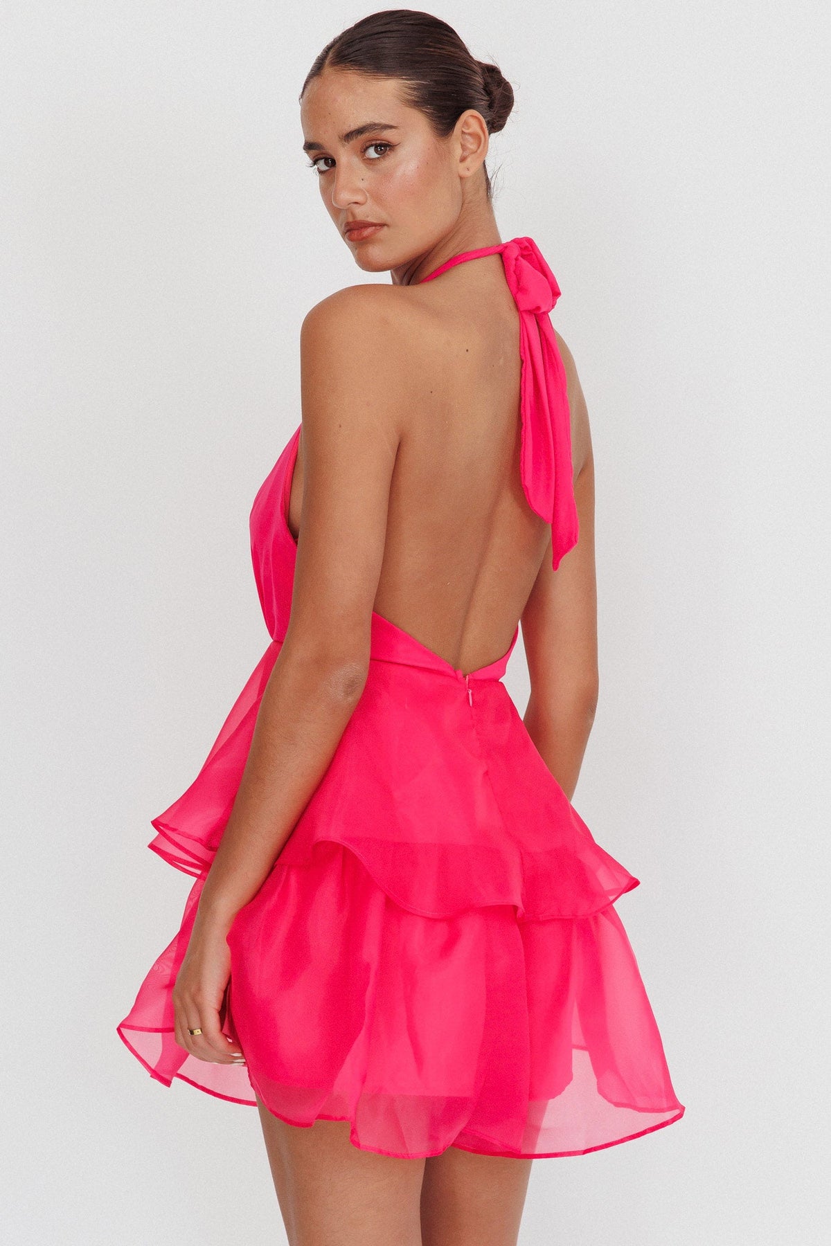 Behati Tiered Ruffles Halter Neck Romper Rose Main image