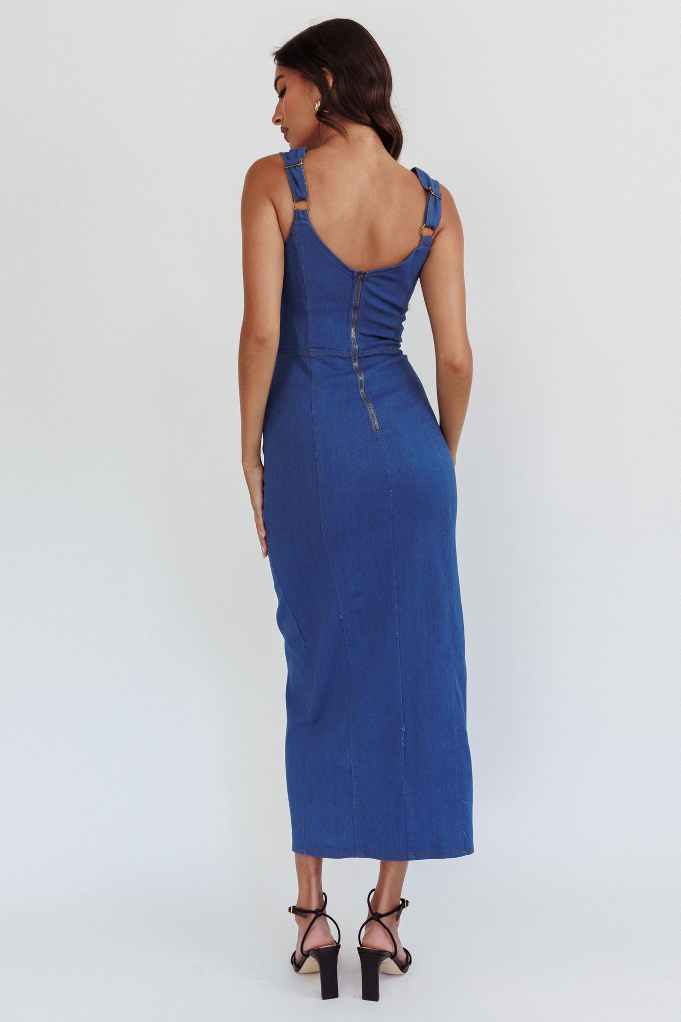Central Park Pocket Front Midi Dress Denim Secondary image