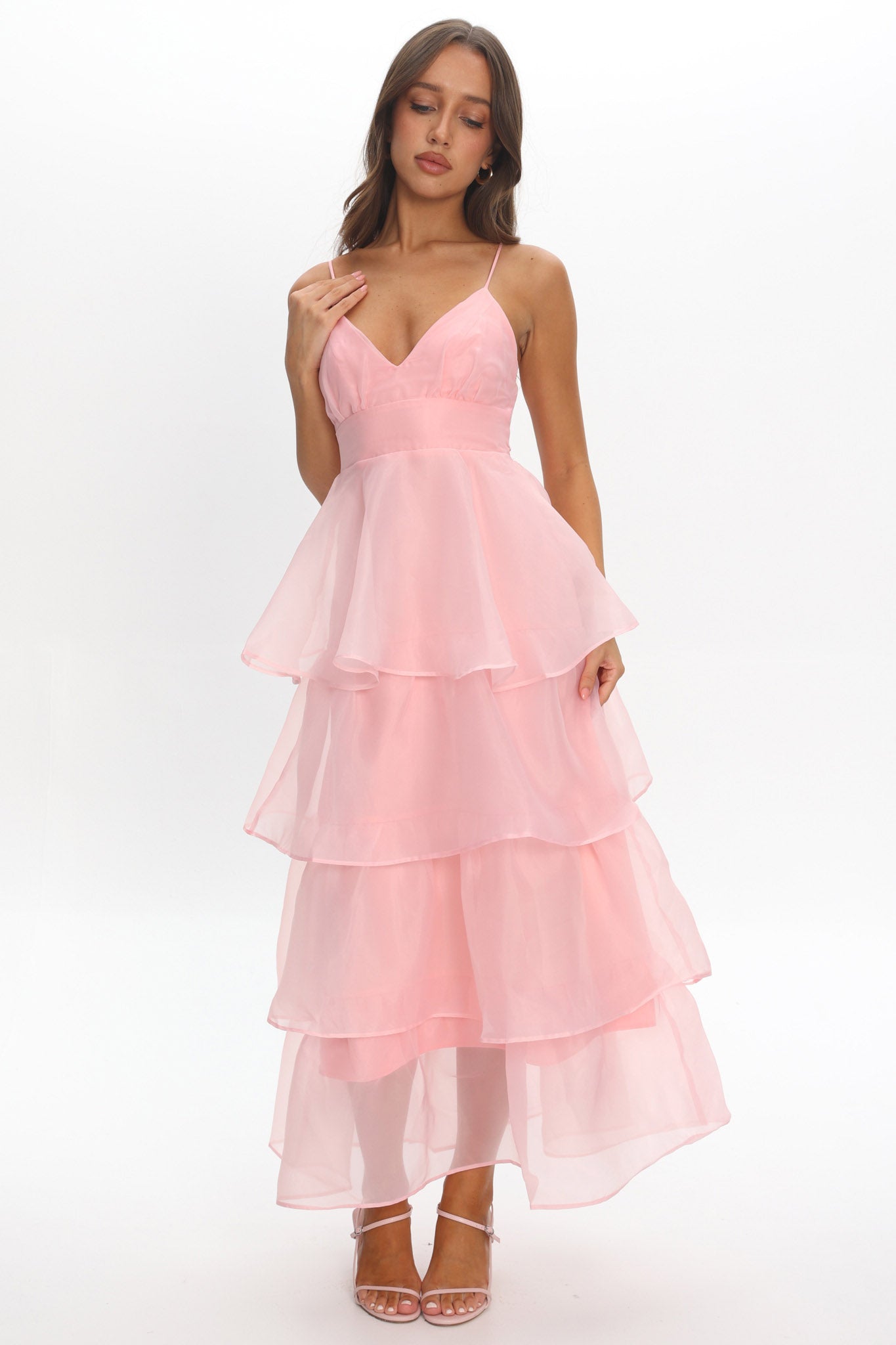 Made For You Tiered Ruffle Midi Dress Pink Secondary image
