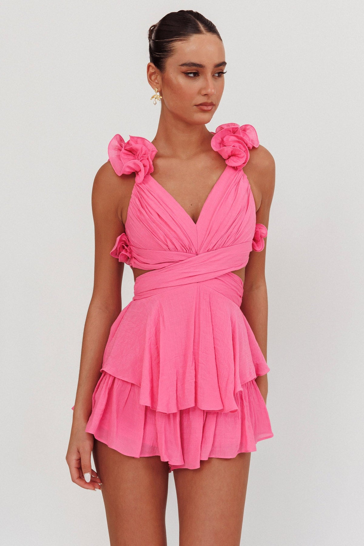 Madara Lace-Up Back Romper Pink Main image
