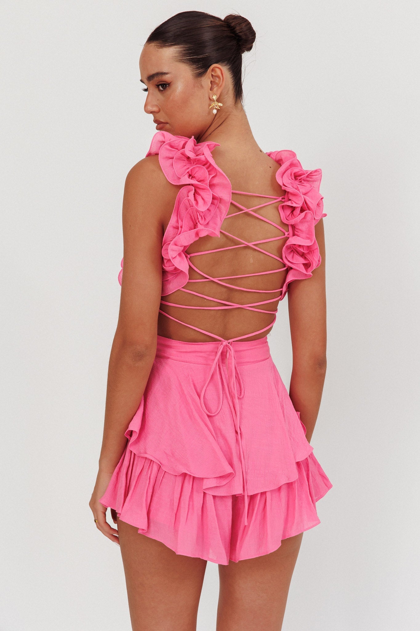 Madara Lace-Up Back Romper Pink Secondary image