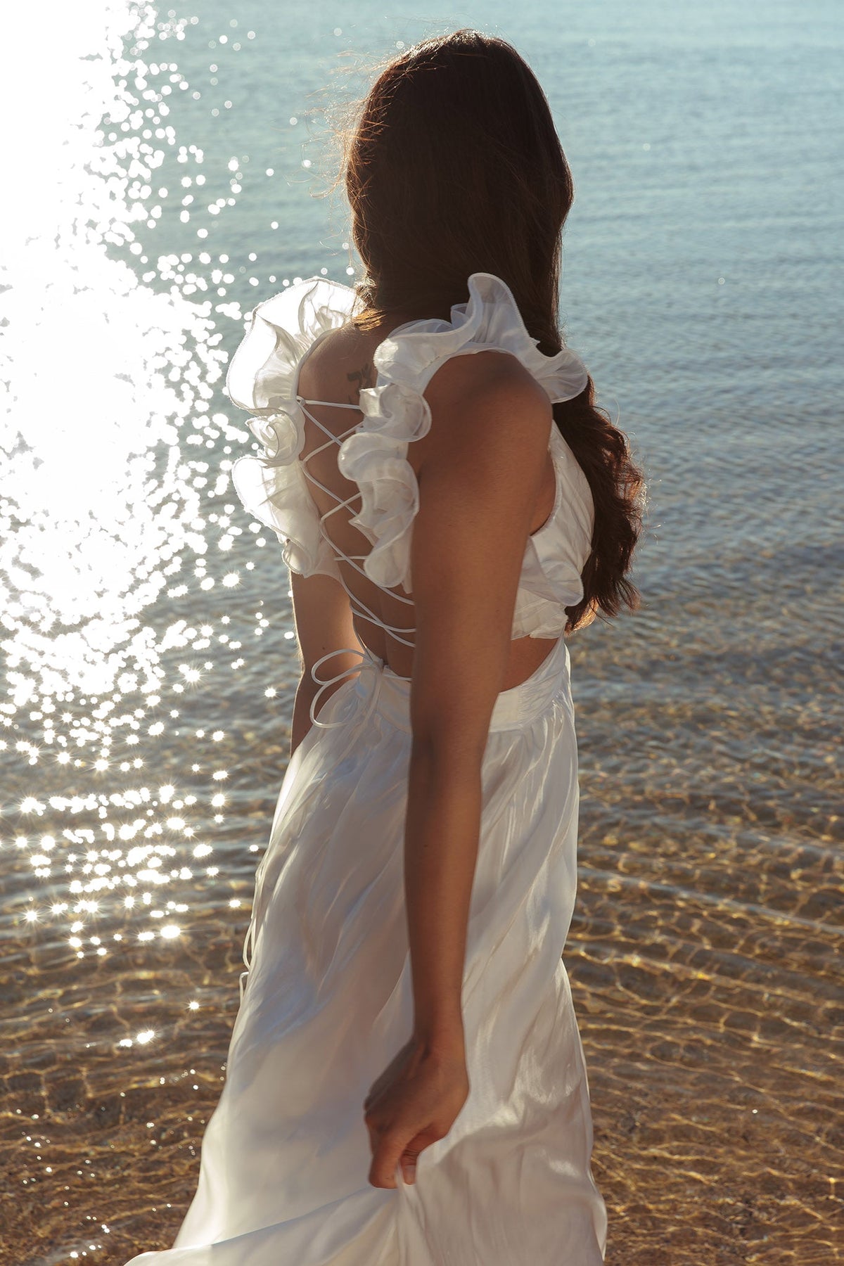 Madara Lace-Up Back Maxi Dress White Main image