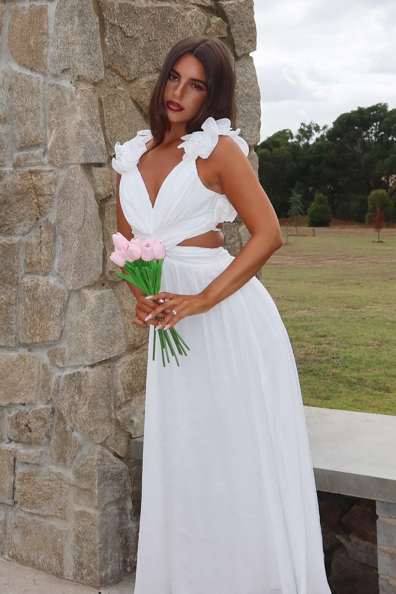 Madara Lace-Up Back Maxi Dress White Secondary image