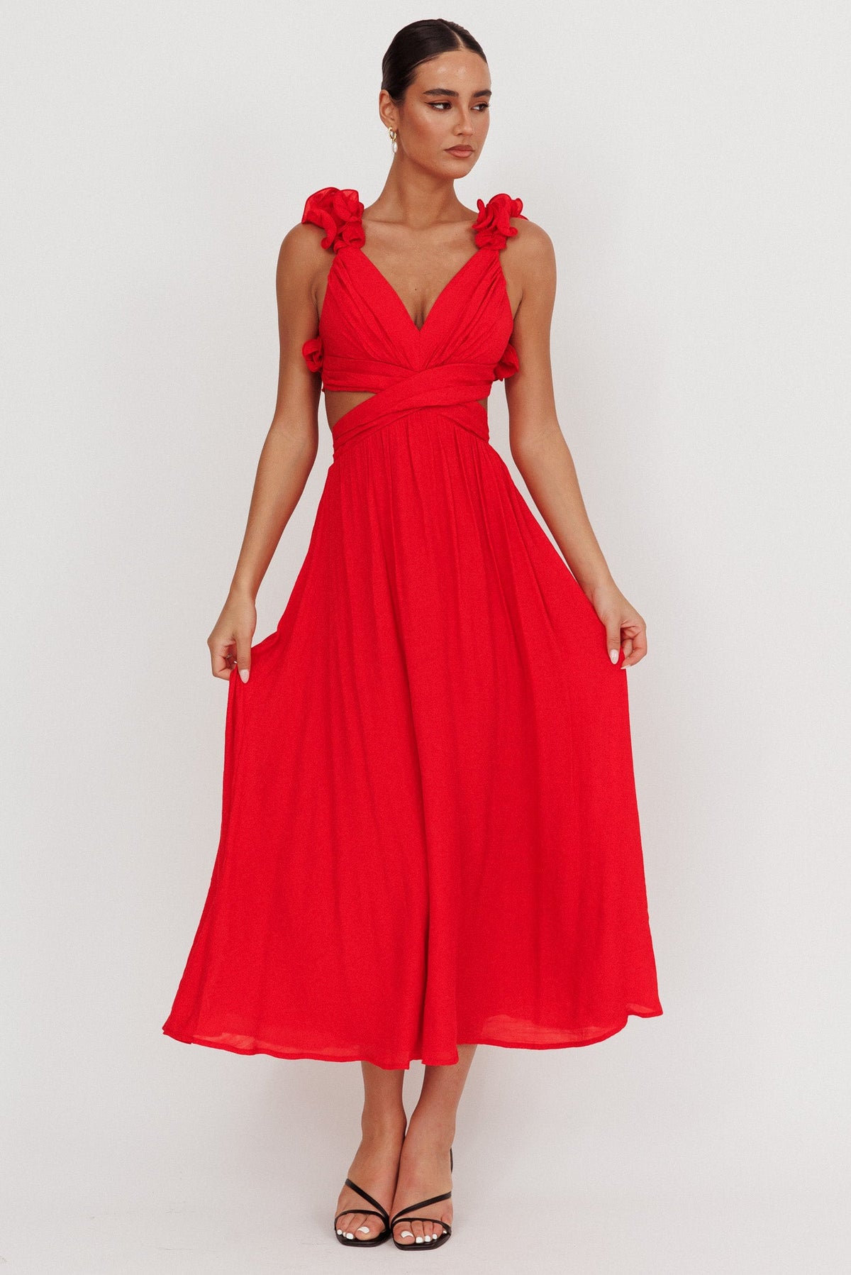 Madara Laced Back Ruffle Dress Red Main image