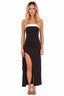 Cha Cha Strapless Thigh Split Dress Contrast Black