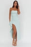 Cha Cha Strapless Thigh Split Dress Sage