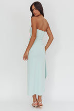 Cha Cha Strapless Thigh Split Dress Sage