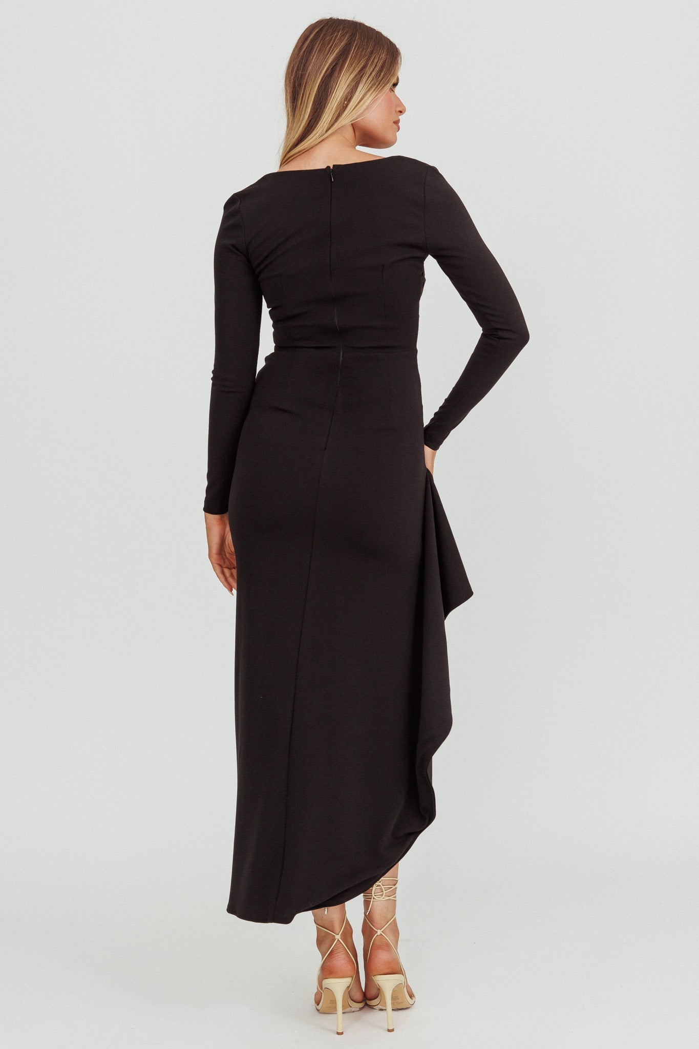 Cha Cha Long Sleeve Thigh Split Dress Black Secondary image
