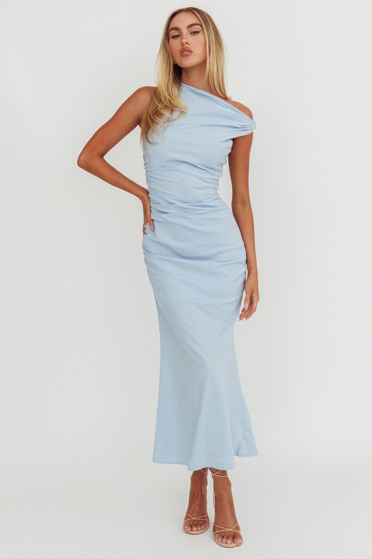 Angel's Song Asymmetric Neckline Maxi Dress Blue Main image