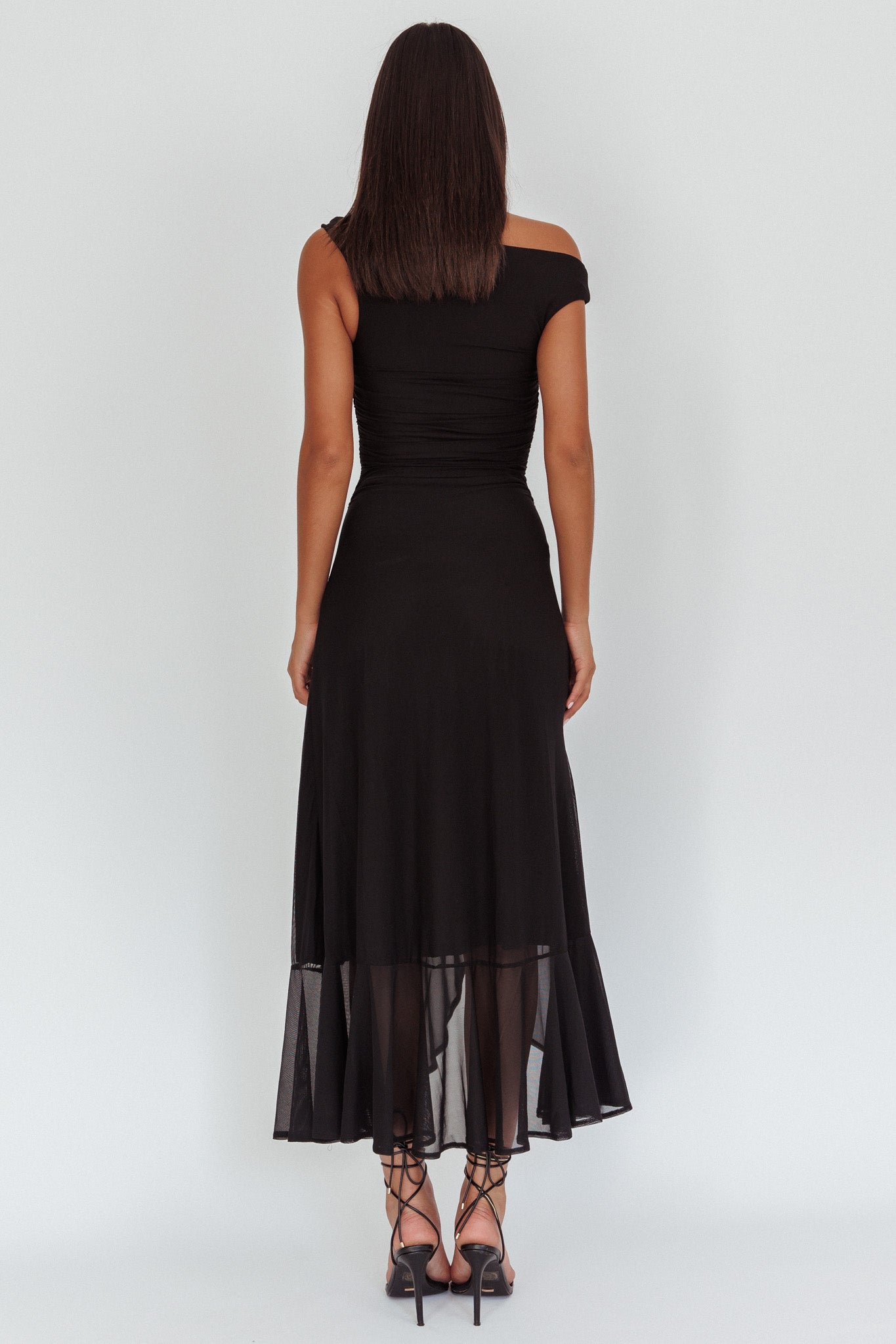 Moonlit Magic Asymmetric Neckline Maxi Dress Black Secondary image