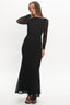 Lustre Open Back Mesh Maxi Dress Black