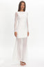 Lustre Long Sleeve Open Back Maxi Dress White