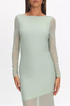 Lustre Long Sleeve Open Back Maxi Dress Sage