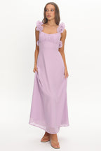 Eloquent Lace-Up Back Maxi Dress Lilac