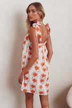 Annalee Tied Shoulder Mini Dress Floral Orange