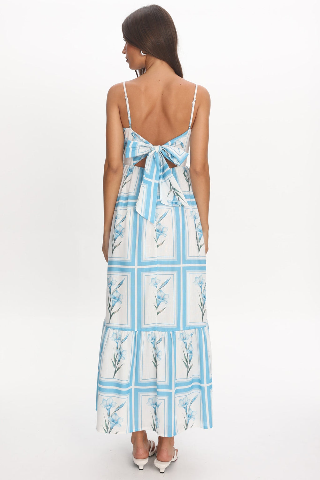 Newbury Bow Back Maxi Dress Floral Blue