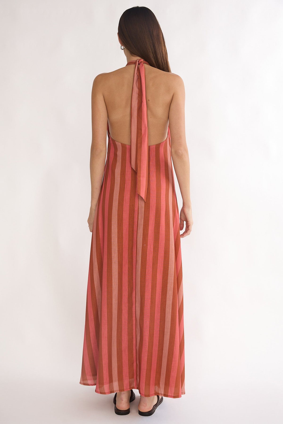 Cheer Backless Halter Maxi Dress Pink Multi