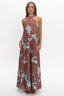 Cheer Backless Halter Maxi Dress Print Floral Chocolate