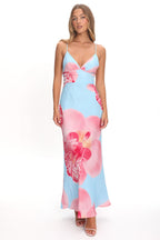 Floating Strappy Low Back Maxi Dress Orchid Blue