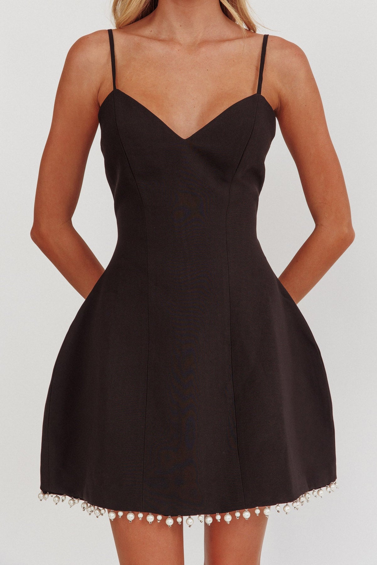 Besos Pearl Hem Mini Dress Black