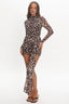 Girl's Night Long Sleeve Mesh Mini Dress Brown