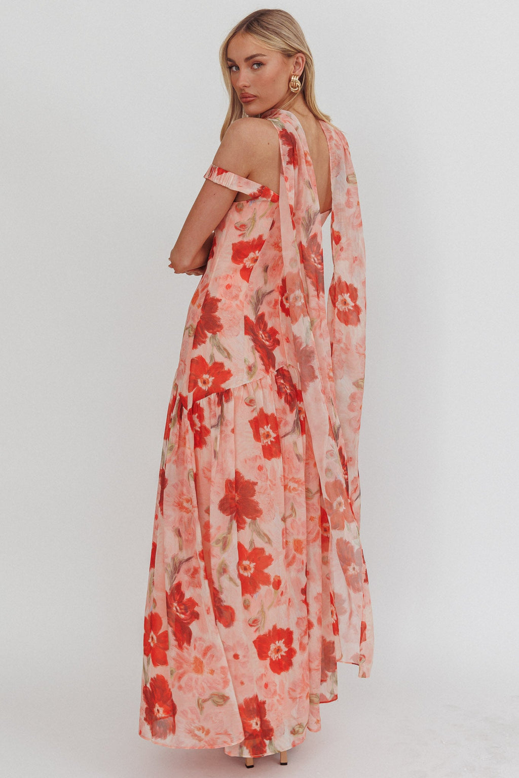Kaycee Drop Waist Maxi Dress Floral Red
