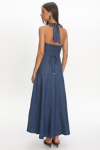 Riga Halterneck Maxi Dress Light Blue