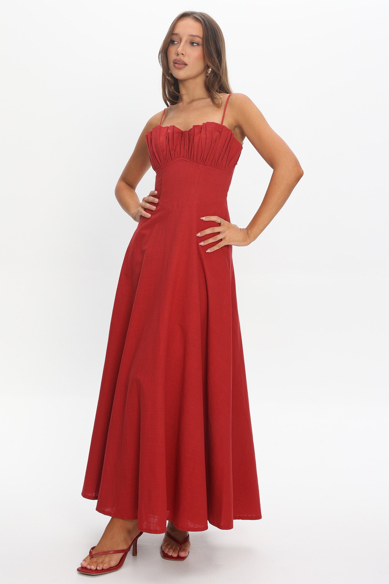 Tifanni Gathered Bust Maxi Dress Red Secondary image