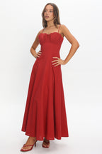Tifanni Gathered Bust Maxi Dress Red