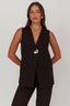Fair Play Sleeveless Vest Top Black