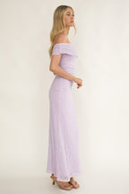 Gala One-Shoulder Textured Maxi Dress Lilac