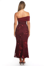 Gala One-Shoulder Maxi Dress Embellished Wine