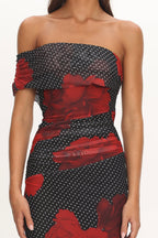 Gala One-Shoulder Maxi Dress Rose Black