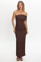 Gala One-Shoulder Maxi Dress Chocolate