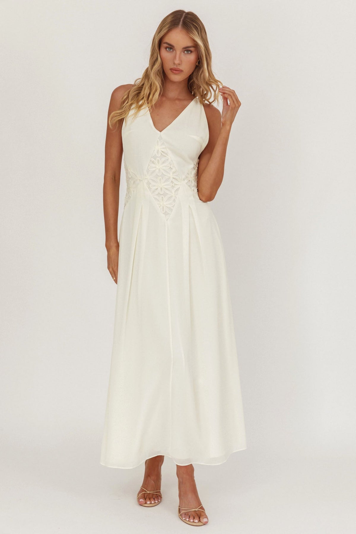 Wildflower Sun Applique Insert Maxi Dress Cream Main image