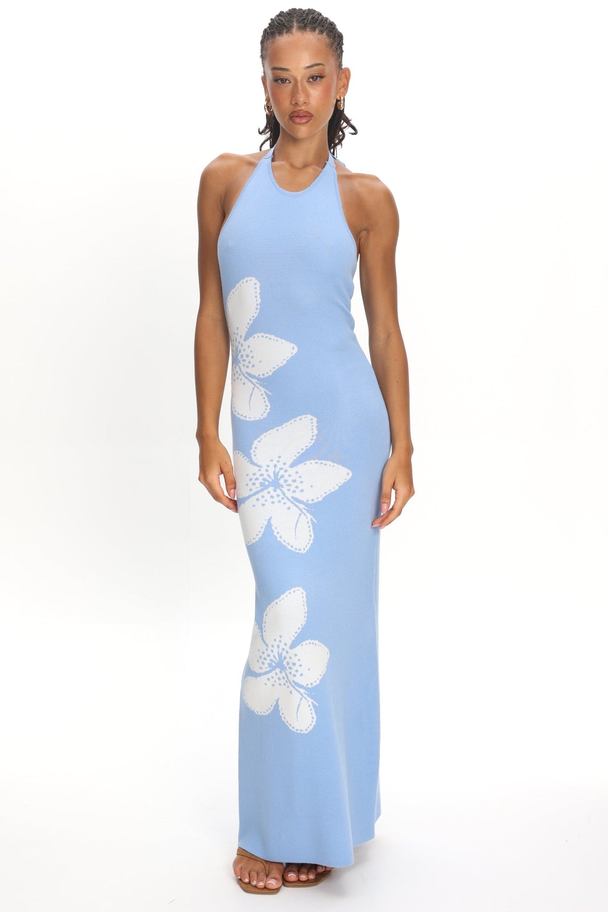 Wildflower Sun Halterneck Knit Dress Flower Blue Main image