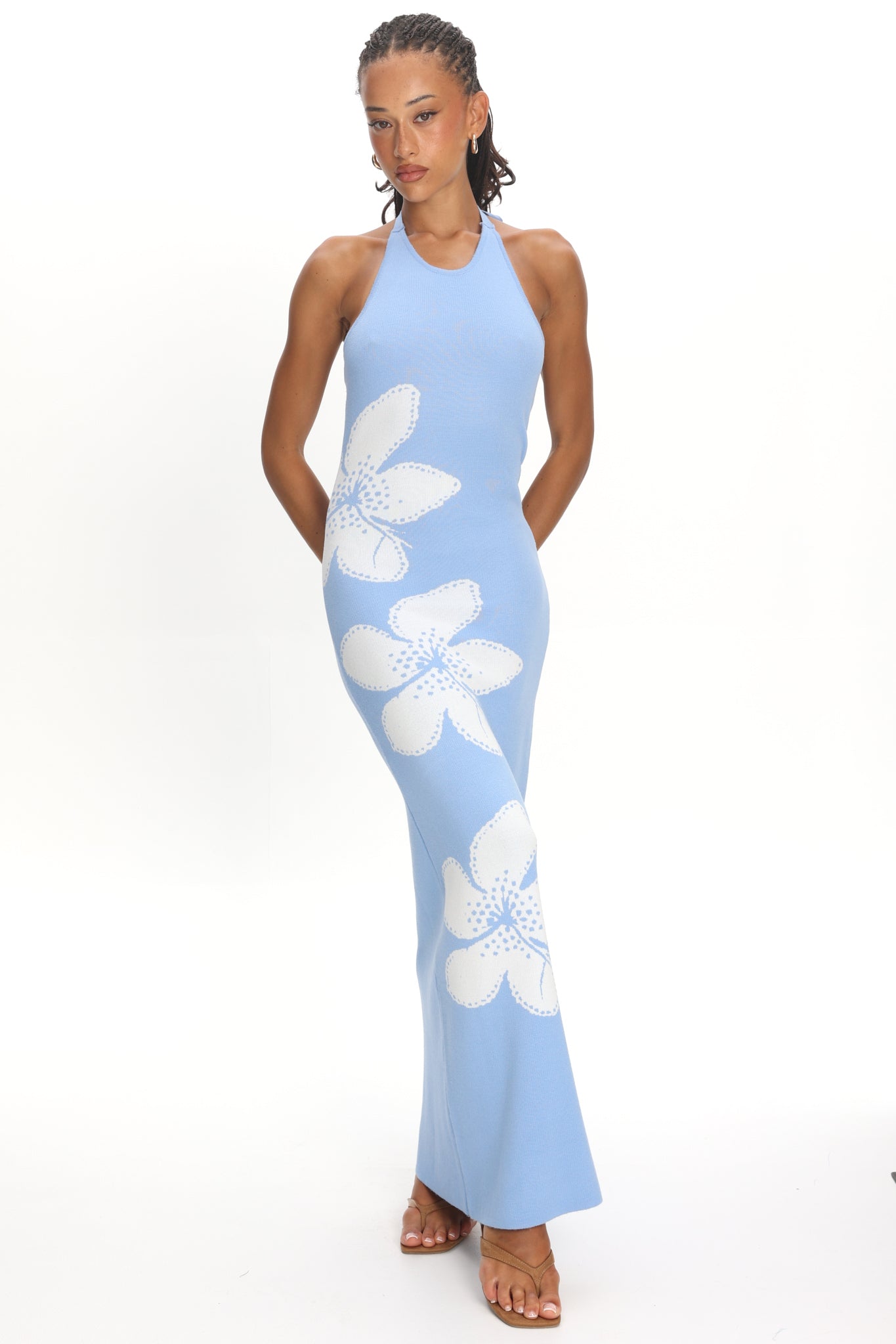 Wildflower Sun Halterneck Knit Dress Flower Blue Secondary image