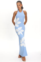 Wildflower Sun Halterneck Knit Dress Flower Blue