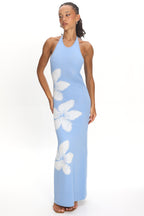 Wildflower Sun Halterneck Knit Dress Flower Blue