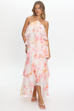 Darylyn Tiered Ruffle Maxi Dress Floral Pink