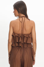 Darylyn Tiered Ruffle Top Chocolate