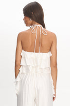 Darylyn Tiered Ruffle Top Off White