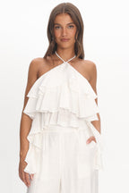 Darylyn Tiered Ruffle Top Off White