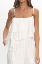 Darylyn Asymmetric Ruffle Jumpsuit Off White