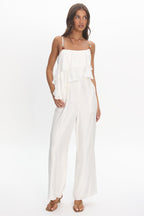 Darylyn Asymmetric Ruffle Jumpsuit Off White
